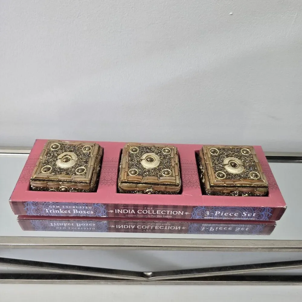 WOW Gem-Studded Trinket Boxes 3-Piece Decorative Set